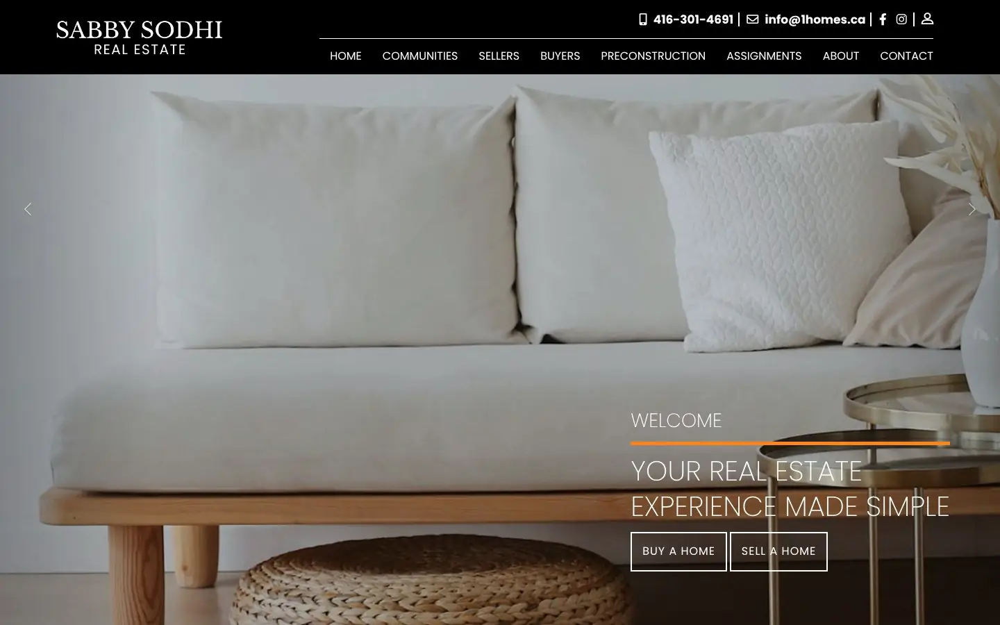 Homepage of the Sabby Sodhi Real Estate website