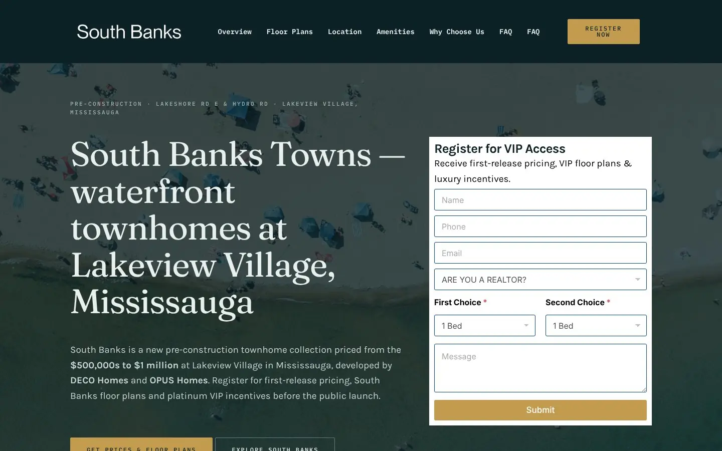 Homepage of the South Banks pre-construction website