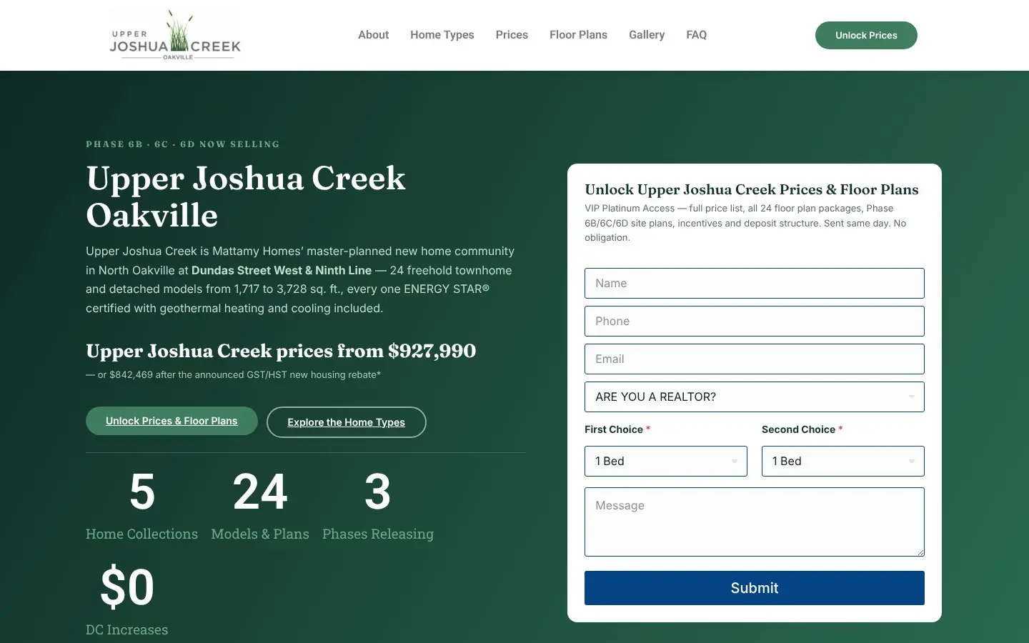 Homepage of the Upper Joshua Creek pre-construction website